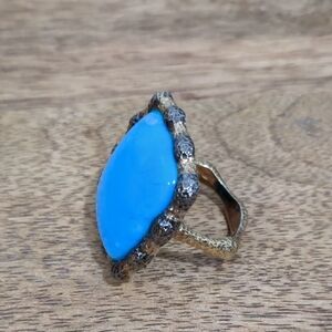 Sterling Silver Blue Cabochon Statement Ring